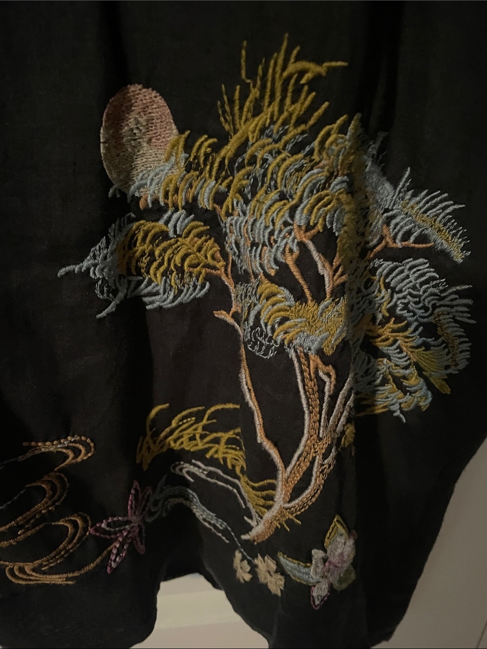 Johnny Was Black Midi Dress with Multicolor Floral Embroidery - Picture 8 of 9